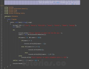 programacion en c#: hallar el dia de la semana