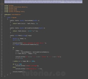 programacion en c#: metodo newton raphson