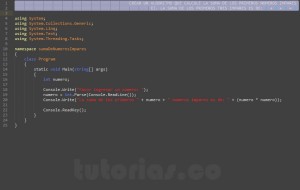 programacion en visualStudio: suma de numeros impares