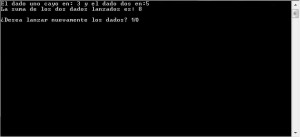 Resultado ejecucion programa lanzamiento de dados