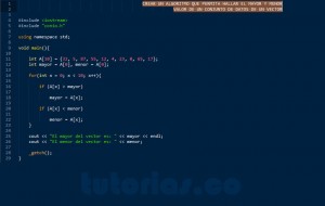 programacion en C++: hallar el mayor y menor valor de un vector