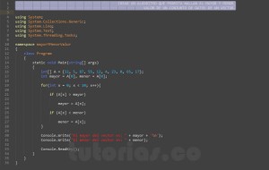 programacion en c#: hallar el mayor y menor valor de un vector