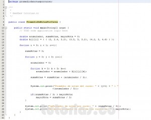 programacion en java: promedio de notas por curso