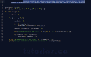programacion en python: promedio de notas por curso