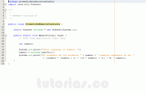 programacion en java: promedio de numeros cuadrados