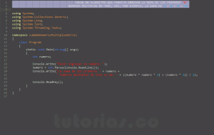 programacion en c#: suma de numeros multiplos de tres