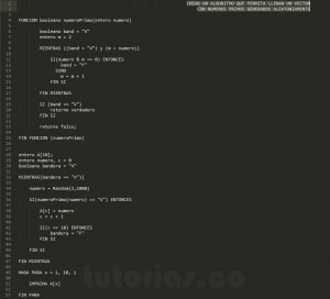programa en pseudocodigo: vector con numeros primos