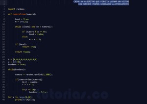 programacion en python: vector con numeros primos