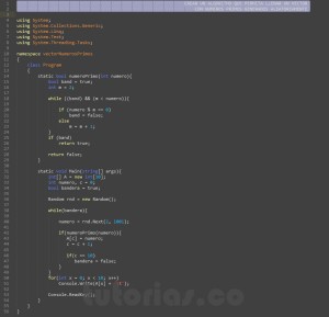 programacion en c#: vector con numeros primos