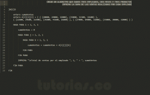 programa en pseudocodigo: ventas por empleado