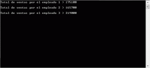 Resultado ejecucion programa ventas por empleado