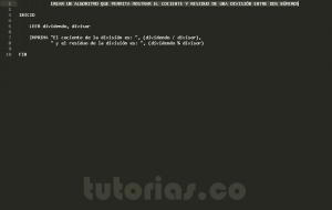 programacion en pseudocodigo: hallar el cociente y el residuo