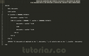programacion en pseudocodigo: descuento por sueldo