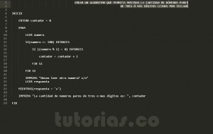 programacion en pseudocodigo: hallar cantidad de pares de tres digitos