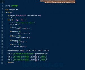 programacion en c++: hallar la cantidad de vocales