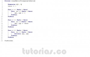 programacion en Pseint: crear matriz triangular superior