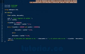 programacion en c++: descuento por sueldo