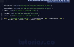 programacion en python: costo plato tipico