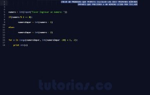 programacion en python: hallar numeros impares precedentes