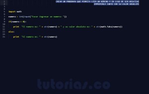 programacion en python: numero en valor absoluto