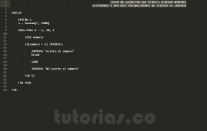 programacion en pseudocodigo: acertar un numero aleatorio