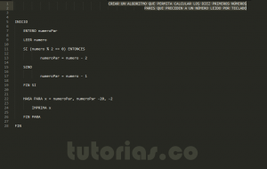 programacion en pseudocodigo: numeros pares precedentes