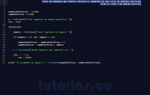 programacion en python: promedio de numeros positivos
