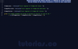 programacion en python: hallar el tiempo recorrido