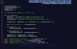 programacion en python: calculo total de notas definitivas