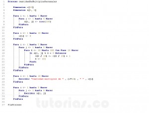 programacion en pseint: cantidad de multiplos decenales