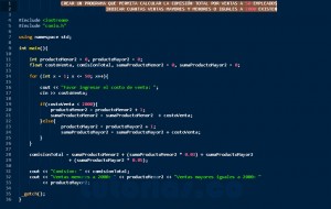 programacion en c++: comision por ventas