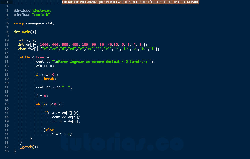 arrays – visual c++ (mostrar un decimal en romano)