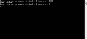 resultado ejecucion programa decimal en romano