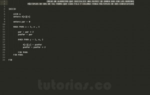 programacion en pseudocodigo: filas columnas multiplos de dos