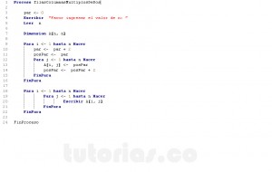 programacion en pseint: filas columnas multiplos de dos