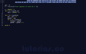 programacion en python: filas columnas multiplos de dos