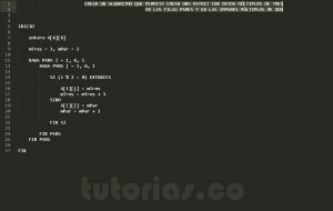 programacion en pseudocodigo: filas multiplos de tres y dos