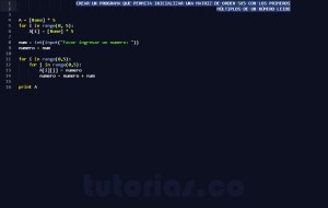 programacion en python: inicializar matriz con numeros multiplos