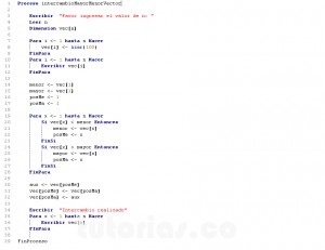 programacion en pseint: intercambio mayor menor pseint