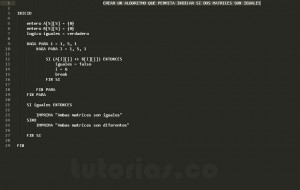 programacion en pseudocodigo: matrices iguales