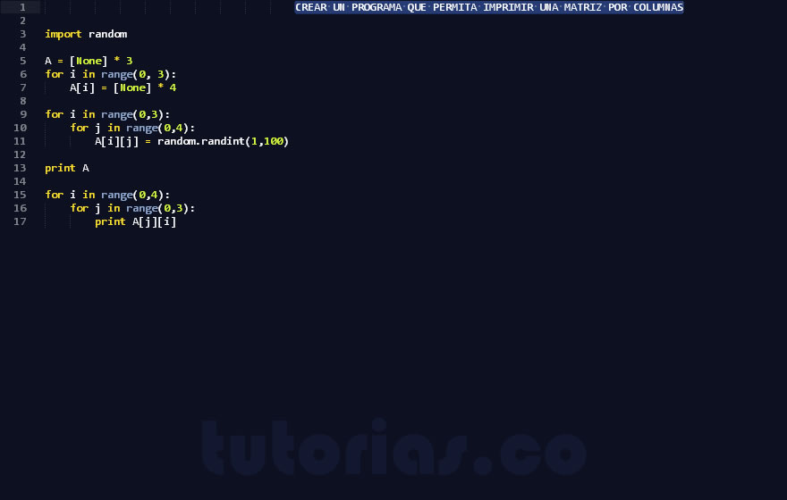 arrays – python (matriz por columnas)