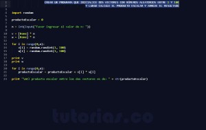 programacion en python: producto escalar vectores