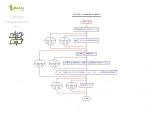 diagrama de flujo: suma de columnas matriz