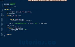 programacion en c++: suma de filas matriz