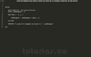 programacion en pseudocodigo: suma datos diagonal principal