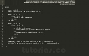 programacion en pseudocodigo: suma de positivos producto de negativos