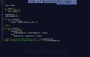 programacion en python: suma de positivos producto de negativos