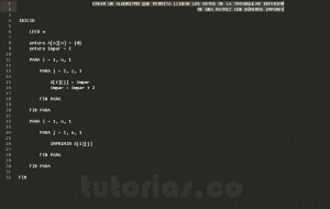 programacion en pseudocodigo: triangular inferior datos impares