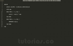 programacion en pseudocodigo: vector por numero