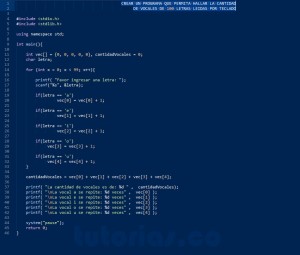 programacion en turbo C: hallar cantidad de vocales